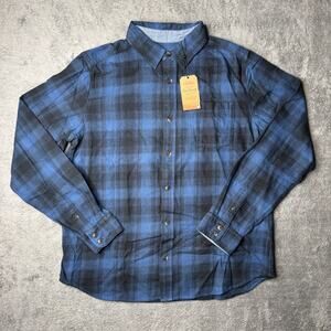 Old Ranch Mens Flannel Miles Shirt NWT L Silk Moon Indigo Blue Plaid Button Up